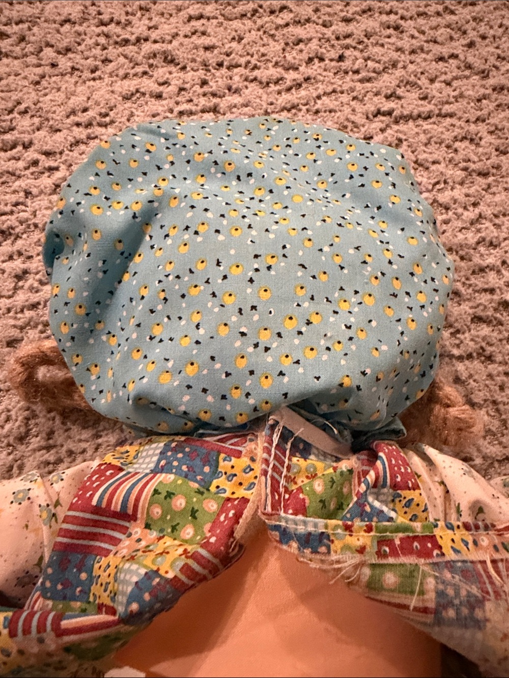 Blue Patchwork Rag Doll with Braided Hair - Charming Plush Toy - Picture 5 of 12